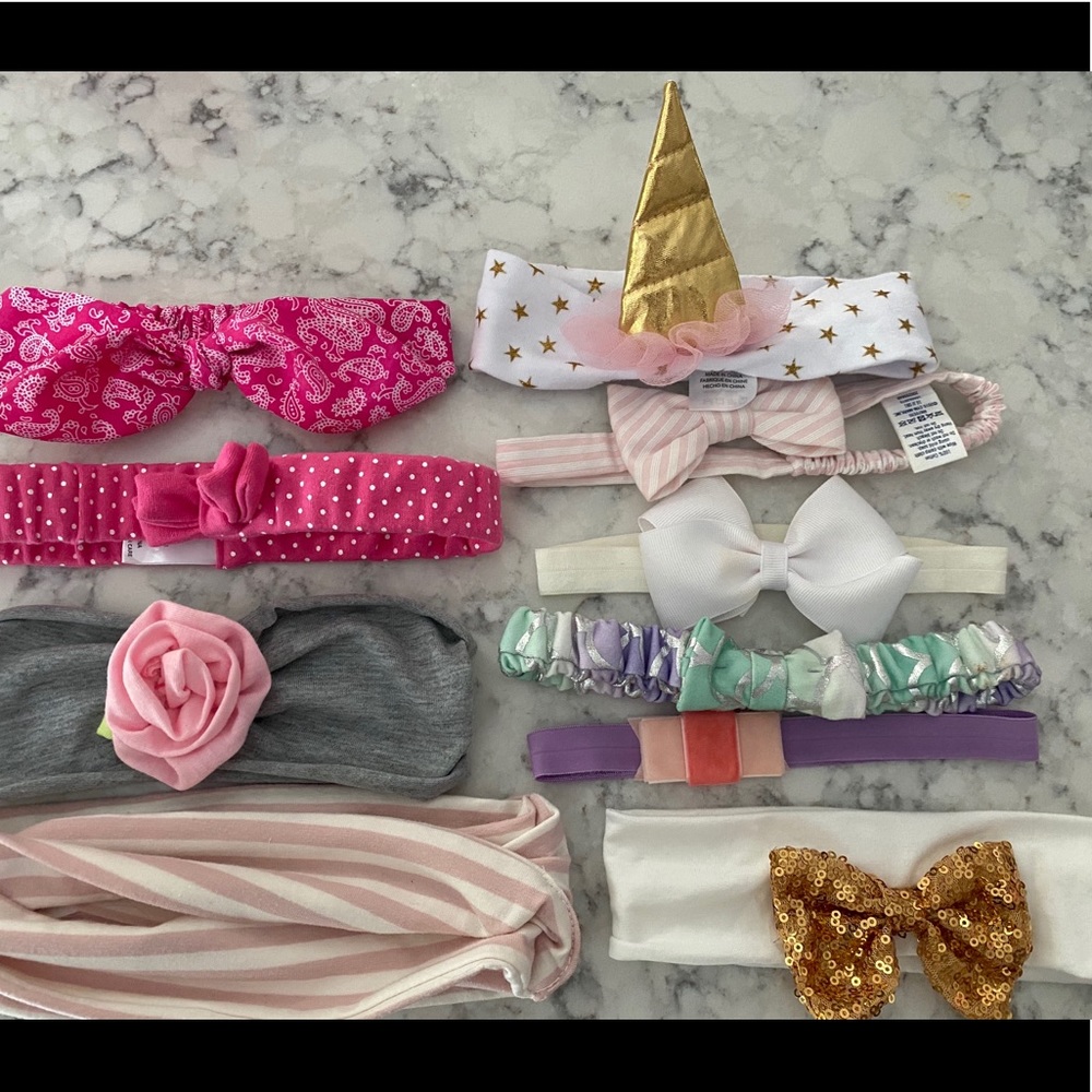 Baby girls bow lot- 10 bows total